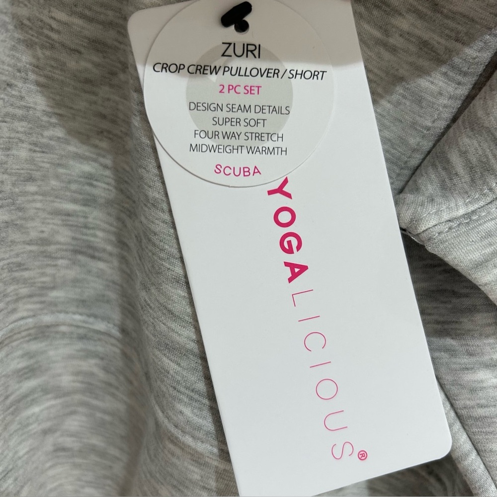 Yogalicious Scuba Zuri Light Grey Pullover Crop Crew Women’s Size Small NWT - Picture 6 of 7